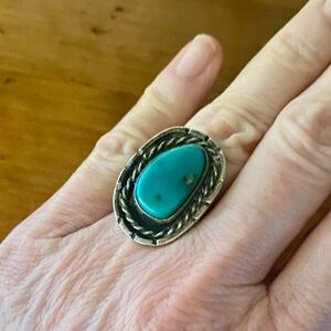 Vintage Native American Sterling Silver and Turquoise Ring size 6